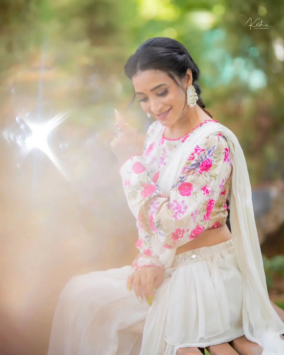 ETV Actress Bhanu Sri Stills in Beautiful White Lehenga Choli